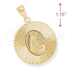 Oro Laminado Religious Pendant, Gold Filled Style Altagracia Design, Diamond Cutting Finish, Golden Finish, 5.193.011