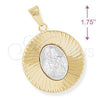 Oro Laminado Religious Pendant, Gold Filled Style Sagrado Corazon de Maria Design, Diamond Cutting Finish, Two Tone, 5.193.015