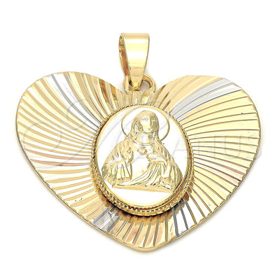 Oro Laminado Religious Pendant, Gold Filled Style Jesus Design, Diamond Cutting Finish, Tricolor, 5.194.012 for wholesale, main product view