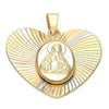 Oro Laminado Religious Pendant, Gold Filled Style Jesus Design, Diamond Cutting Finish, Tricolor, 5.194.012