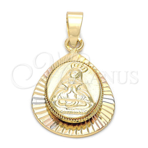Oro Laminado Religious Pendant, Gold Filled Style Altagracia Design, Diamond Cutting Finish, Tricolor, 5.194.015