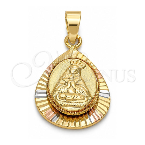 Oro Laminado Religious Pendant, Gold Filled Style Altagracia Design, Diamond Cutting Finish, Tricolor, 5.194.015
