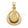 Oro Laminado Religious Pendant, Gold Filled Style Altagracia Design, Diamond Cutting Finish, Tricolor, 5.194.015