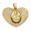 Oro Laminado Religious Pendant, Gold Filled Style Sagrado Corazon de Maria Design, Diamond Cutting Finish, Tricolor, 5.194.020