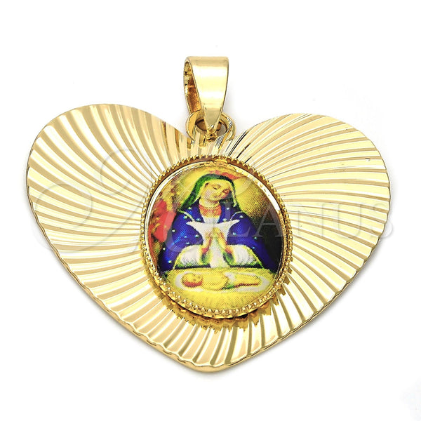 Oro Laminado Religious Pendant, Gold Filled Style Altagracia Design, Diamond Cutting Finish, Golden Finish for wholesale, main product view