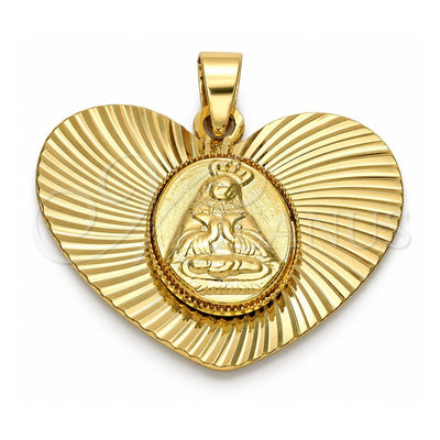 Oro Laminado Religious Pendant, Gold Filled Style Altagracia Design, Diamond Cutting Finish, Golden Finish, 5.195.011