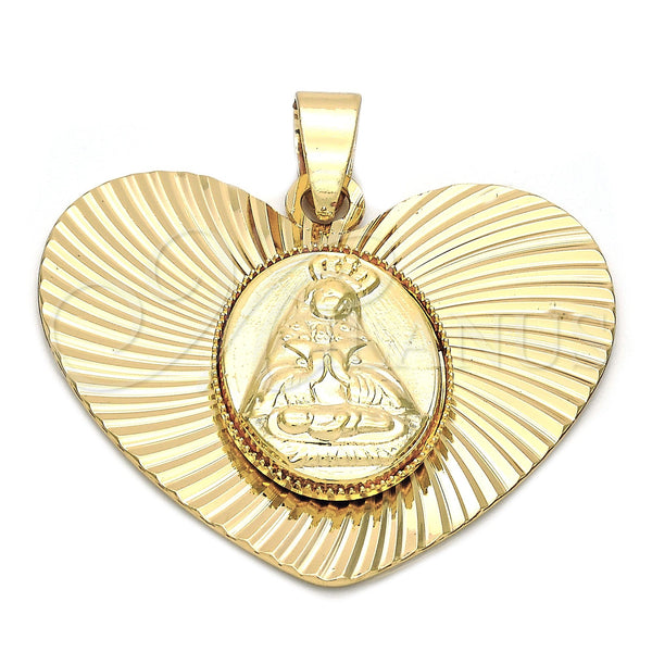 Oro Laminado Religious Pendant, Gold Filled Style Altagracia Design, Diamond Cutting Finish, Golden Finish, 5.195.011