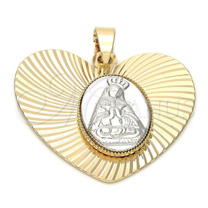 Oro Laminado Religious Pendant, Gold Filled Style Altagracia Design, Diamond Cutting Finish, Two Tone, 5.195.012