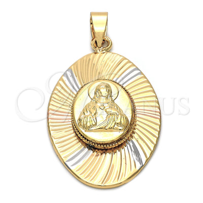 Oro Laminado Religious Pendant, Gold Filled Style Sagrado Corazon de Jesus Design, Diamond Cutting Finish for wholesale, main product view