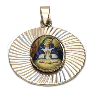 Oro Laminado Religious Pendant, Gold Filled Style Altagracia Design, Diamond Cutting Finish, Tricolor, 5.196.014