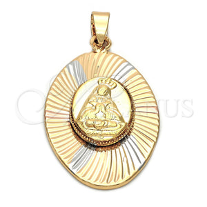 Oro Laminado Religious Pendant, Gold Filled Style Altagracia Design, Diamond Cutting Finish, Tricolor, 5.196.015