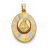 Oro Laminado Religious Pendant, Gold Filled Style Altagracia Design, Diamond Cutting Finish, Tricolor, 5.196.015