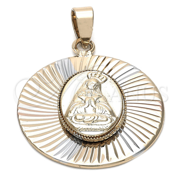 Oro Laminado Religious Pendant, Gold Filled Style Altagracia Design, Diamond Cutting Finish, Tricolor, 5.196.016
