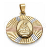 Oro Laminado Religious Pendant, Gold Filled Style Altagracia Design, Diamond Cutting Finish, Tricolor, 5.196.016