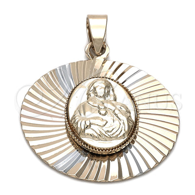 Oro Laminado Religious Pendant, Gold Filled Style Sagrado Corazon de Maria Design, Diamond Cutting Finish for wholesale, main product view