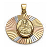 Oro Laminado Religious Pendant, Gold Filled Style Sagrado Corazon de Maria Design, Diamond Cutting Finish, Tricolor, 5.196.020
