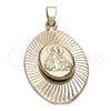 Oro Laminado Religious Pendant, Gold Filled Style Sagrado Corazon de Jesus Design, Diamond Cutting Finish, Golden Finish, 5.197.008
