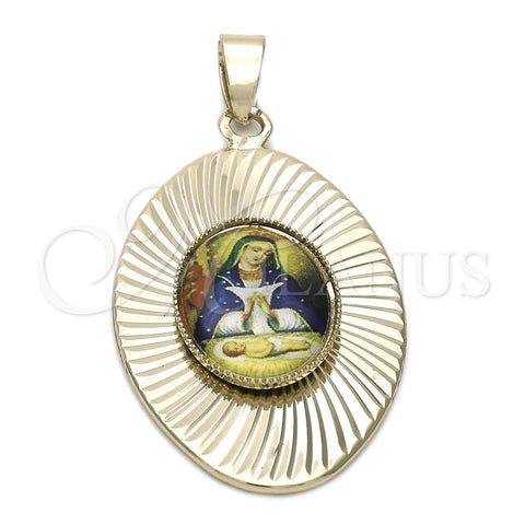 Oro Laminado Religious Pendant, Gold Filled Style Altagracia Design, Diamond Cutting Finish, Golden Finish, 5.197.010