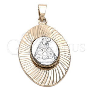 Oro Laminado Religious Pendant, Gold Filled Style Altagracia Design, Diamond Cutting Finish, Two Tone, 5.197.012