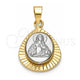 Oro Laminado Religious Pendant, Gold Filled Style Jesus Design, Diamond Cutting Finish, Two Tone, 5.199.015