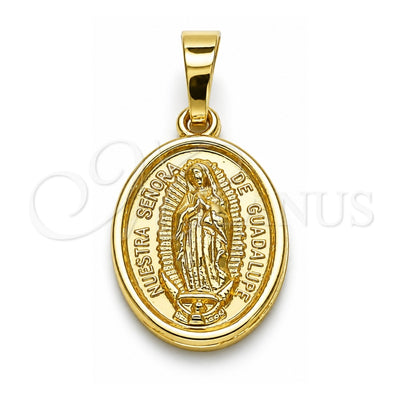 Oro Laminado Religious Pendant, Gold Filled Style Guadalupe Design, Polished, Golden Finish, 5.199.024