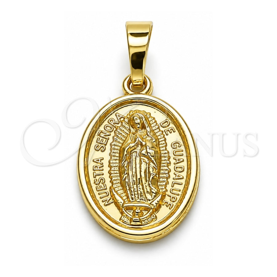 Oro Laminado Religious Pendant, Gold Filled Style Guadalupe Design, Polished, Golden Finish, 5.199.024