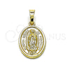 Oro Laminado Religious Pendant, Gold Filled Style Guadalupe Design, Polished, Golden Finish, 5.199.024
