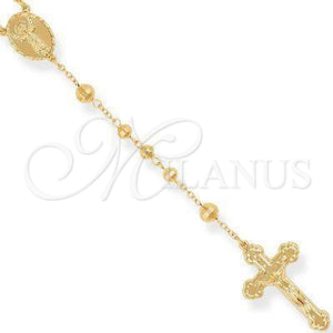 Oro Laminado Large Rosary, Gold Filled Style Crucifix and Divino NiÃ±o Design, Polished, Golden Finish, 5.202.006.30