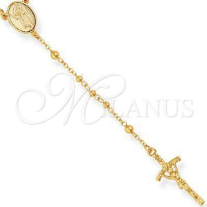 Oro Laminado Medium Rosary, Gold Filled Style Divino NiÃ±o and Crucifix Design, Polished, Golden Finish, 5.204.006.24