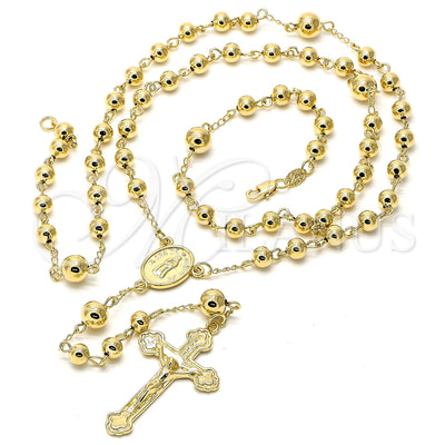 Oro Laminado Large Rosary, Gold Filled Style Guadalupe and Crucifix Design, Polished, Golden Finish for wholesale, main product view