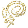 Oro Laminado Large Rosary, Gold Filled Style Guadalupe and Crucifix Design, Polished, Golden Finish, 5.207.001.30