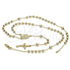 Oro Laminado Medium Rosary, Gold Filled Style Sagrado Corazon de Maria and Crucifix Design, Polished, Golden Finish, 5.208.002.24