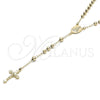 Oro Laminado Medium Rosary, Gold Filled Style Altagracia and Crucifix Design, Polished, Golden Finish, 5.208.003.24