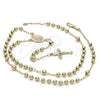 Oro Laminado Medium Rosary, Gold Filled Style Altagracia and Crucifix Design, Polished, Golden Finish, 5.208.003.24