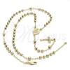 Oro Laminado Medium Rosary, Gold Filled Style Altagracia and Crucifix Design, Polished, Golden Finish, 5.208.003.24