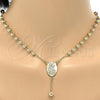 Oro Laminado Medium Rosary, Gold Filled Style Sagrado Corazon de Jesus and Crucifix Design, Polished, Golden Finish, 5.208.004.24