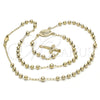 Oro Laminado Medium Rosary, Gold Filled Style San Lazaro and Crucifix Design, Polished, Golden Finish, 5.208.005.24