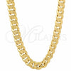 Oro Laminado Basic Necklace, Gold Filled Style Concave Cuban Design, Polished, Golden Finish, 5.223.002.30 (180 Gauge, 08 MM Thickness, 30 Inches Length)