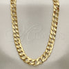 Oro Laminado Basic Necklace, Gold Filled Style Concave Cuban Design, Polished, Golden Finish, 5.223.002.30 (180 Gauge, 08 MM Thickness, 30 Inches Length)