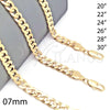Oro Laminado Basic Necklace, Gold Filled Style Concave Cuban Design, Polished, Golden Finish, 5.223.002.30 (180 Gauge, 08 MM Thickness, 30 Inches Length)