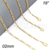 Oro Laminado Basic Necklace, Gold Filled Style Figaro Concave Design, Polished, Golden Finish, 5.223.025.18 (0.60 Gauge, 02 MM Thickness, 18 Inches Length)