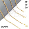 Oro Laminado Basic Necklace, Gold Filled Style Figaro Concave Design, Polished, Golden Finish, 5.223.025.18 (0.60 Gauge, 02 MM Thickness, 18 Inches Length)