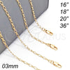 Oro Laminado Basic Necklace, Gold Filled Style Figaro Concave Design, Polished, Golden Finish, 5.223.027.18 (0.50 Gauge, 03 MM Thickness, 18 Inches Length)
