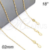 Oro Laminado Basic Necklace, Gold Filled Style Singapore Design, Polished, Golden Finish, 5.223.029.18 (0.40 Gauge, 02 MM Thickness, 18 Inches Length)
