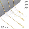 Oro Laminado Basic Necklace, Gold Filled Style Singapore Design, Polished, Golden Finish, 5.223.029.18 (0.40 Gauge, 02 MM Thickness, 18 Inches Length)