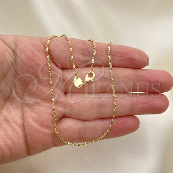 Oro Laminado Basic Necklace, Gold Filled Style Singapore Design, Polished, Golden Finish, 5.223.029.20 (0.40 Gauge, 02 MM Thickness, 20 Inches Length)