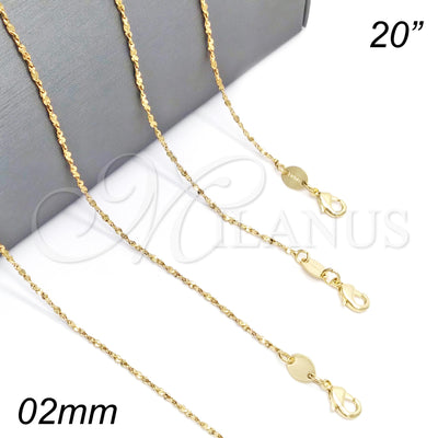 Oro Laminado Basic Necklace, Gold Filled Style Singapore Design, Polished, Golden Finish, 5.223.029.20 (0.40 for wholesale, main product view