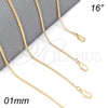 Oro Laminado Basic Necklace, Gold Filled Style Curb Design, Polished, Golden Finish, 5.223.033.16 (0.40 Gauge, 01 MM Thickness, 16 Inches Length)