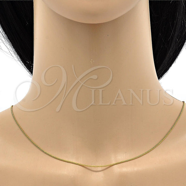 Oro Laminado Basic Necklace, Gold Filled Style Curb Design, Polished, Golden Finish, 5.223.033.18 (0.40 Gauge, 01 MM Thickness, 18 Inches Length)