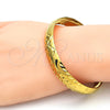 Oro Laminado Individual Bangle, Gold Filled Style Flower Design, Diamond Cutting Finish, Golden Finish, 5.229.002 (10 MM Thickness, One size fits all)